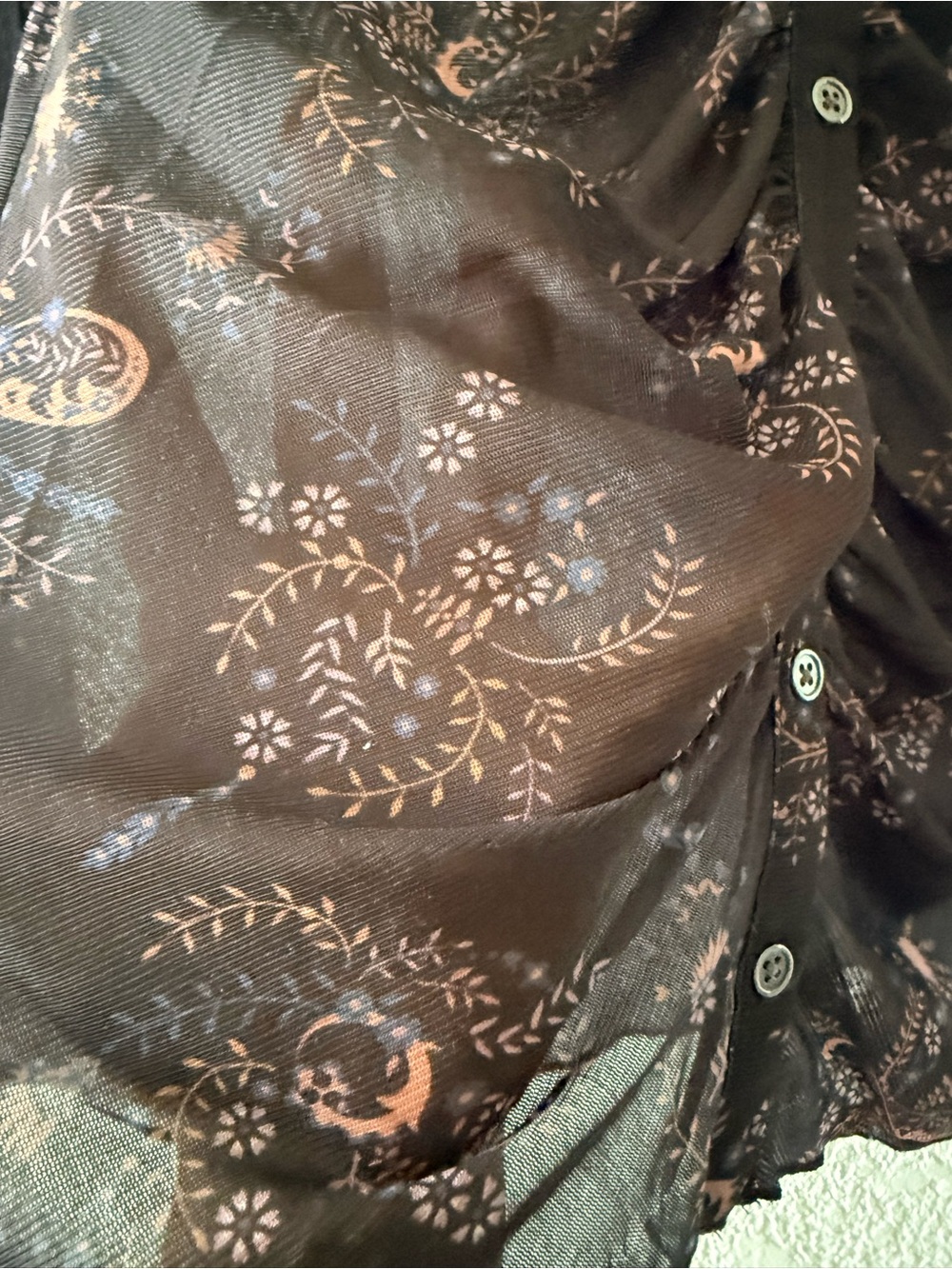 IDYLLWIND Miranda Lambert V Neck Paisley Bell Sleeves Button DownSheer Size M - Picture 6 of 14